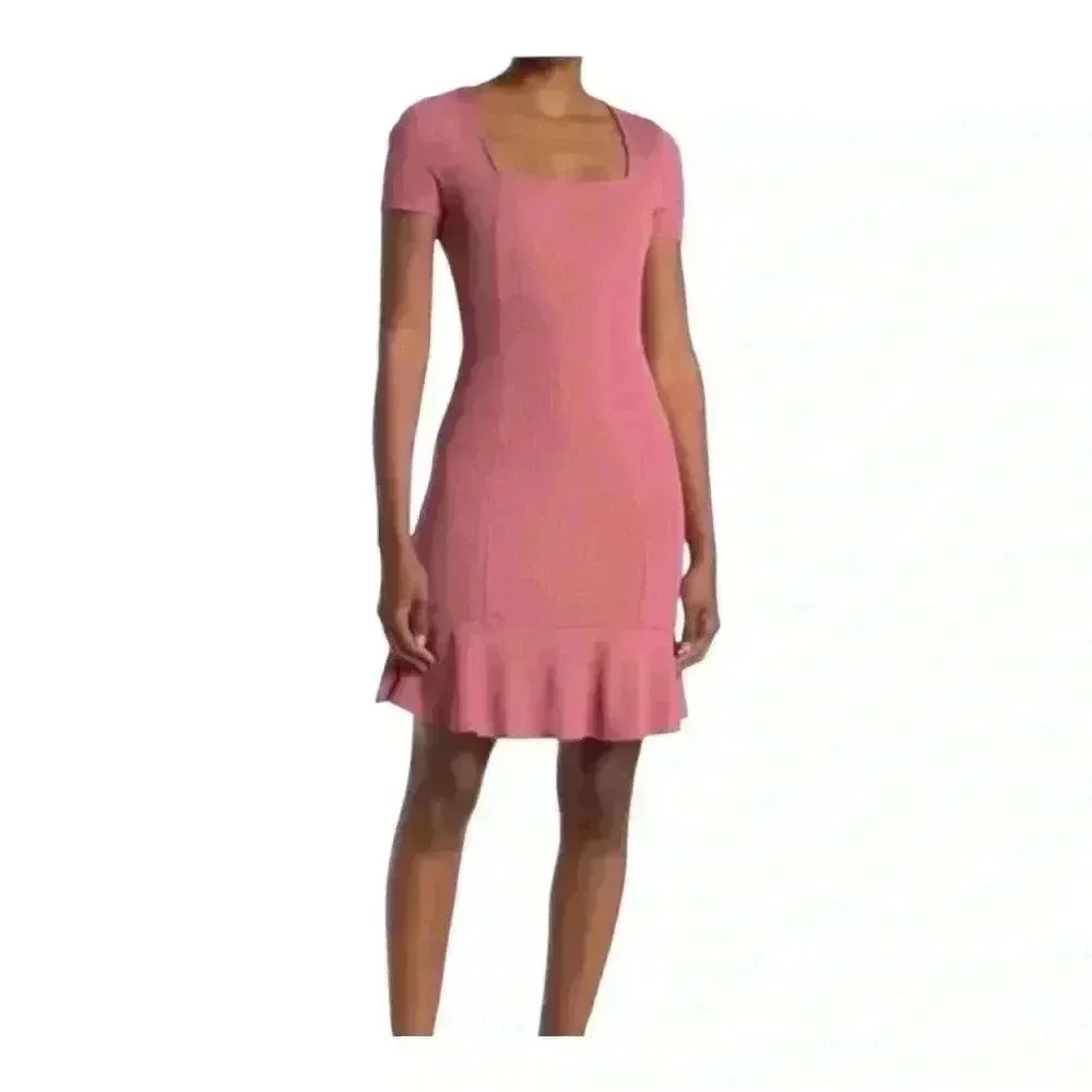19 Cooper NWT Form Fitting Mauve Dress With Ruffle Hem Size S